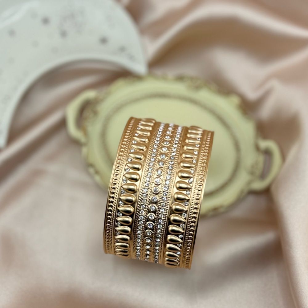 Southern Living Gold Statement Cuff Bracelet with Rhinestone Accents